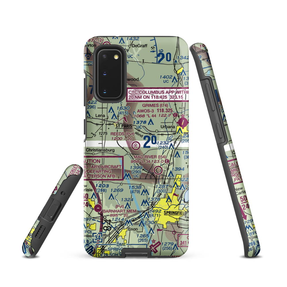 Reeds Airport (24OI) VFR Sectional Samsung Phone Case Samsung Galaxy S20 model shown