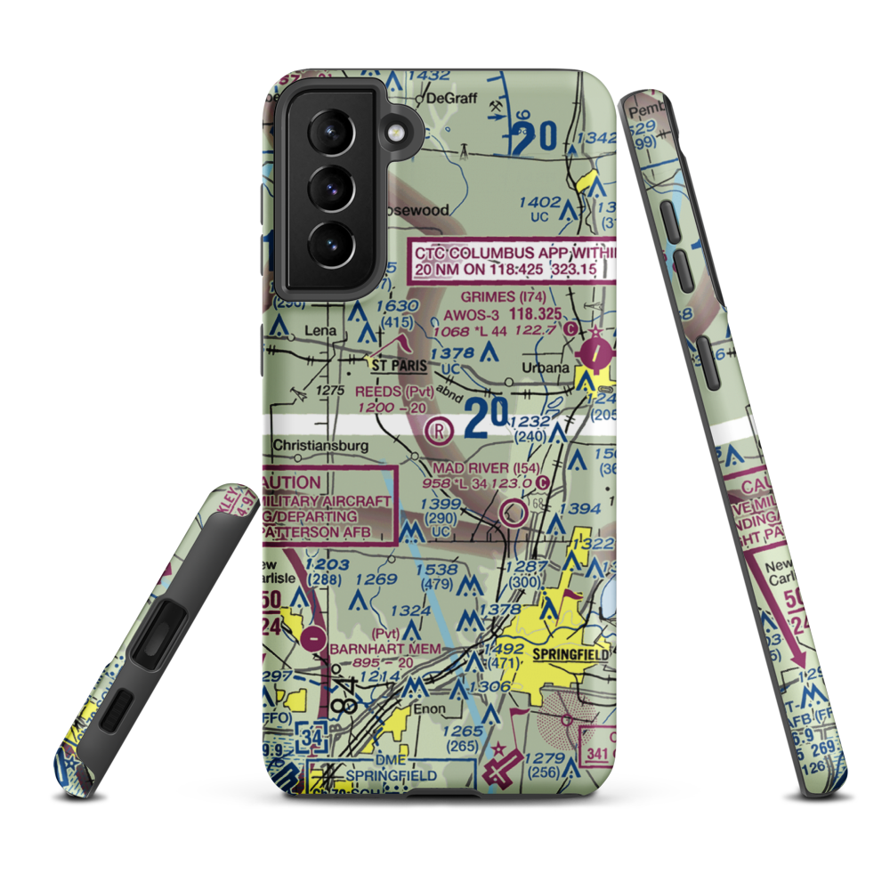 Reeds Airport (24OI) VFR Sectional Samsung Phone Case Samsung Galaxy S21 Plus model shown