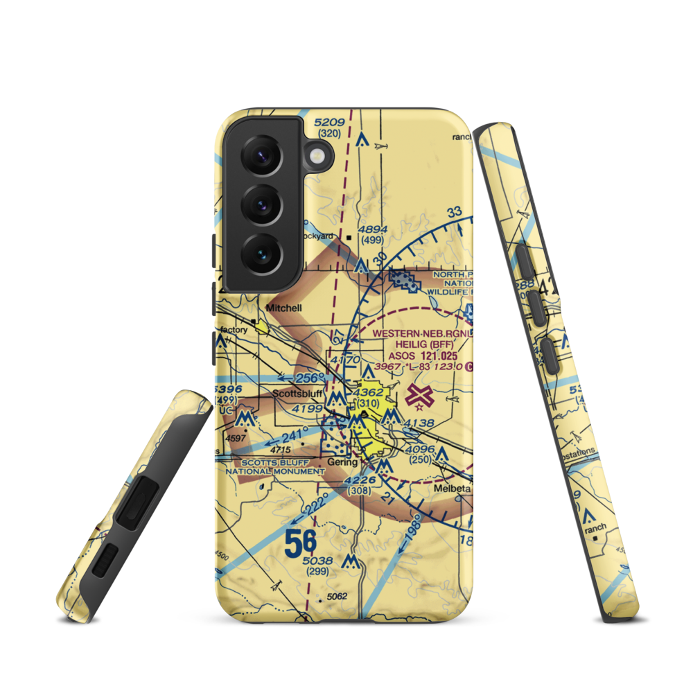 Reisig Brothers Airport (12NE) VFR Sectional Samsung Phone Case Samsung Galaxy S22 model shown