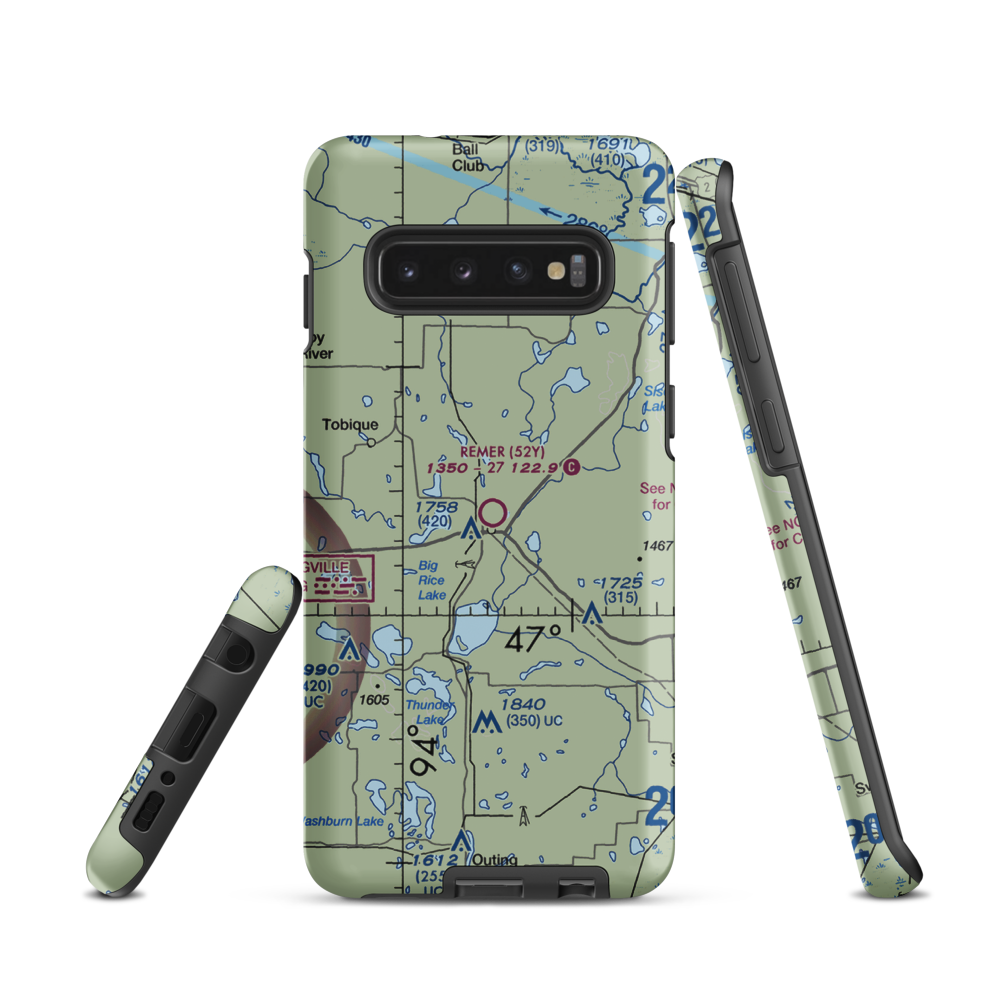Remer Municipal Airport (52Y) VFR Sectional Samsung Phone Case Samsung Galaxy S10 model shown