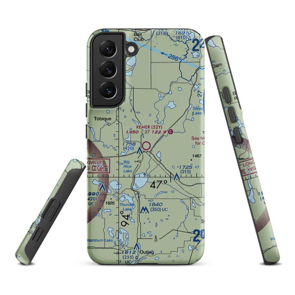 Remer Municipal Airport (52Y) VFR Sectional Samsung Phone Case Samsung Galaxy S22 Plus model shown