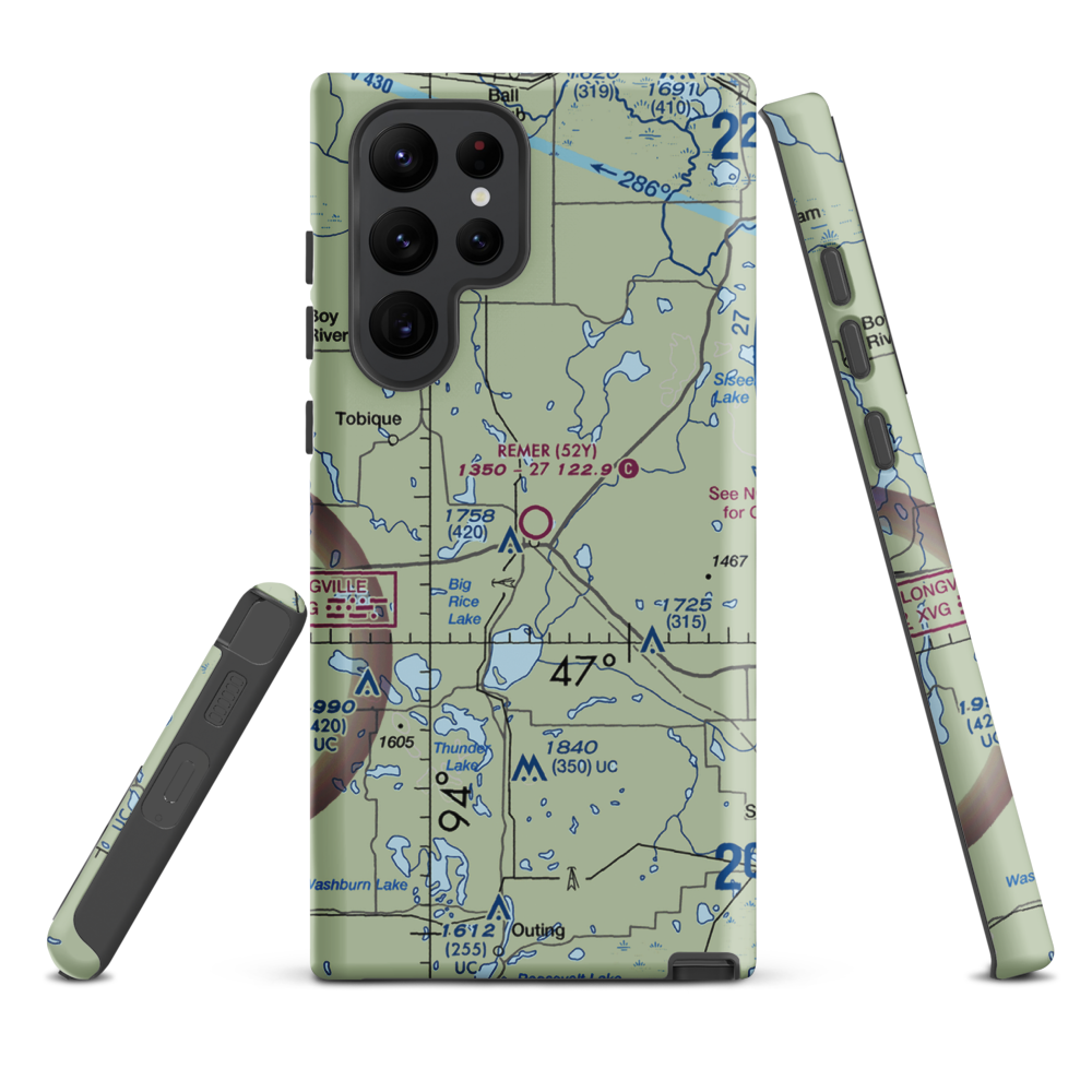 Remer Municipal Airport (52Y) VFR Sectional Samsung Phone Case Samsung Galaxy S22 Ultra model shown