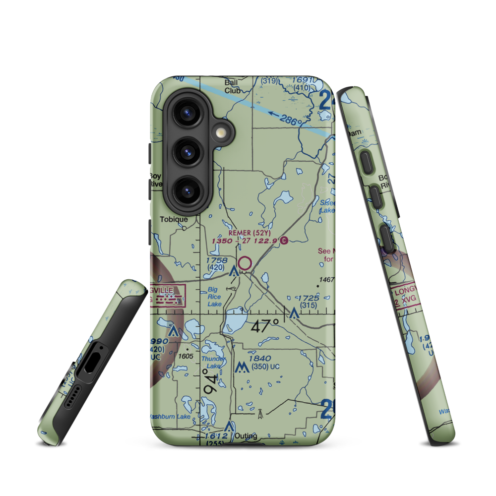 Remer Municipal Airport (52Y) VFR Sectional Samsung Phone Case Samsung Galaxy S24 model shown