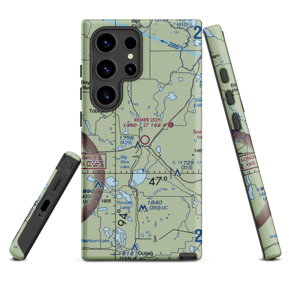 Remer Municipal Airport (52Y) VFR Sectional Samsung Phone Case Samsung Galaxy S24 Ultra model shown