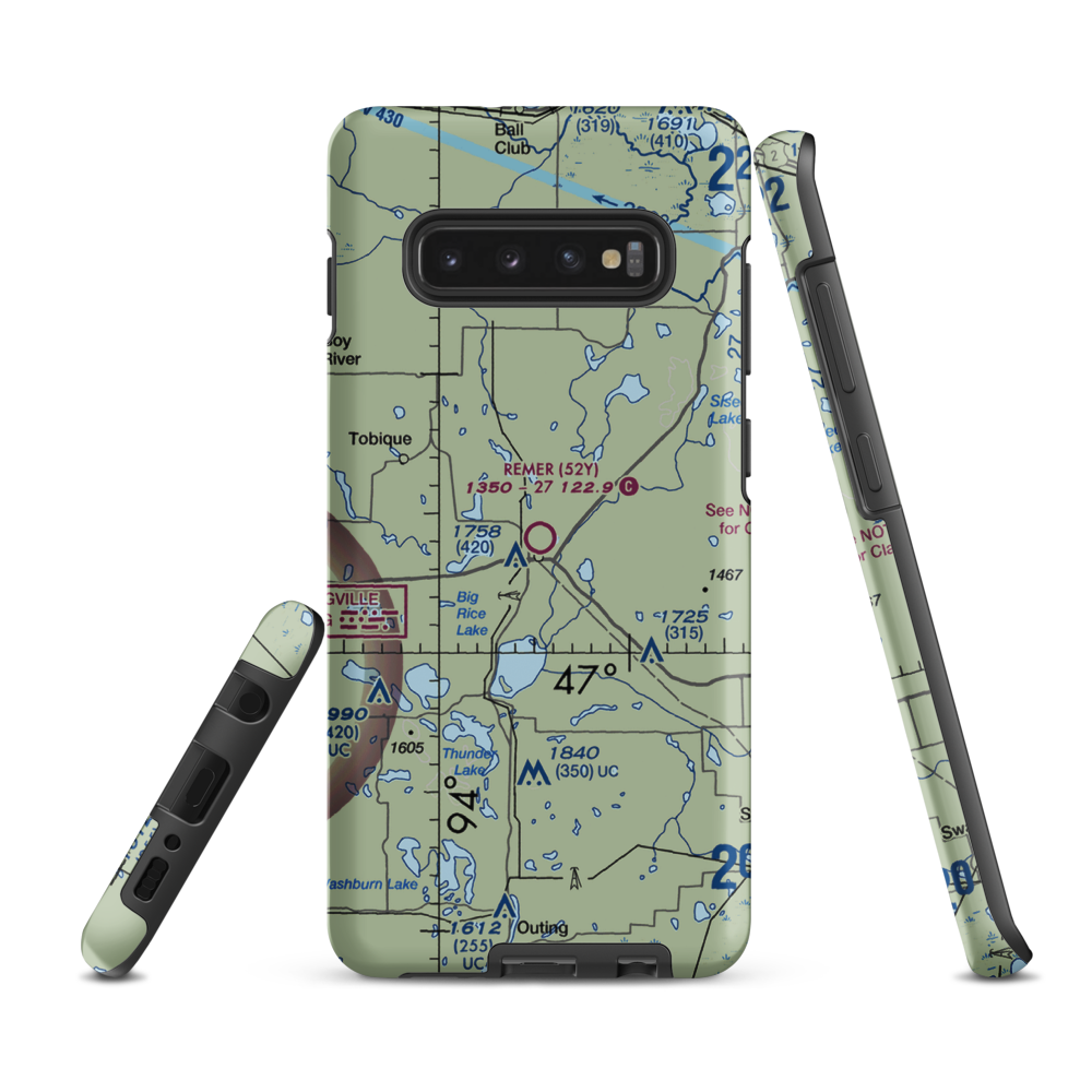 Remer Municipal Airport (52Y) VFR Sectional Samsung Phone Case Samsung Galaxy S10 Plus model shown