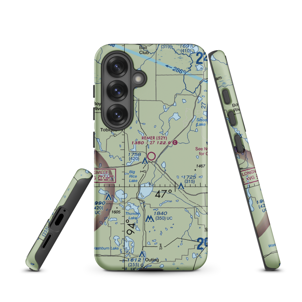 Remer Municipal Airport (52Y) VFR Sectional Samsung Phone Case Samsung Galaxy S25 model shown