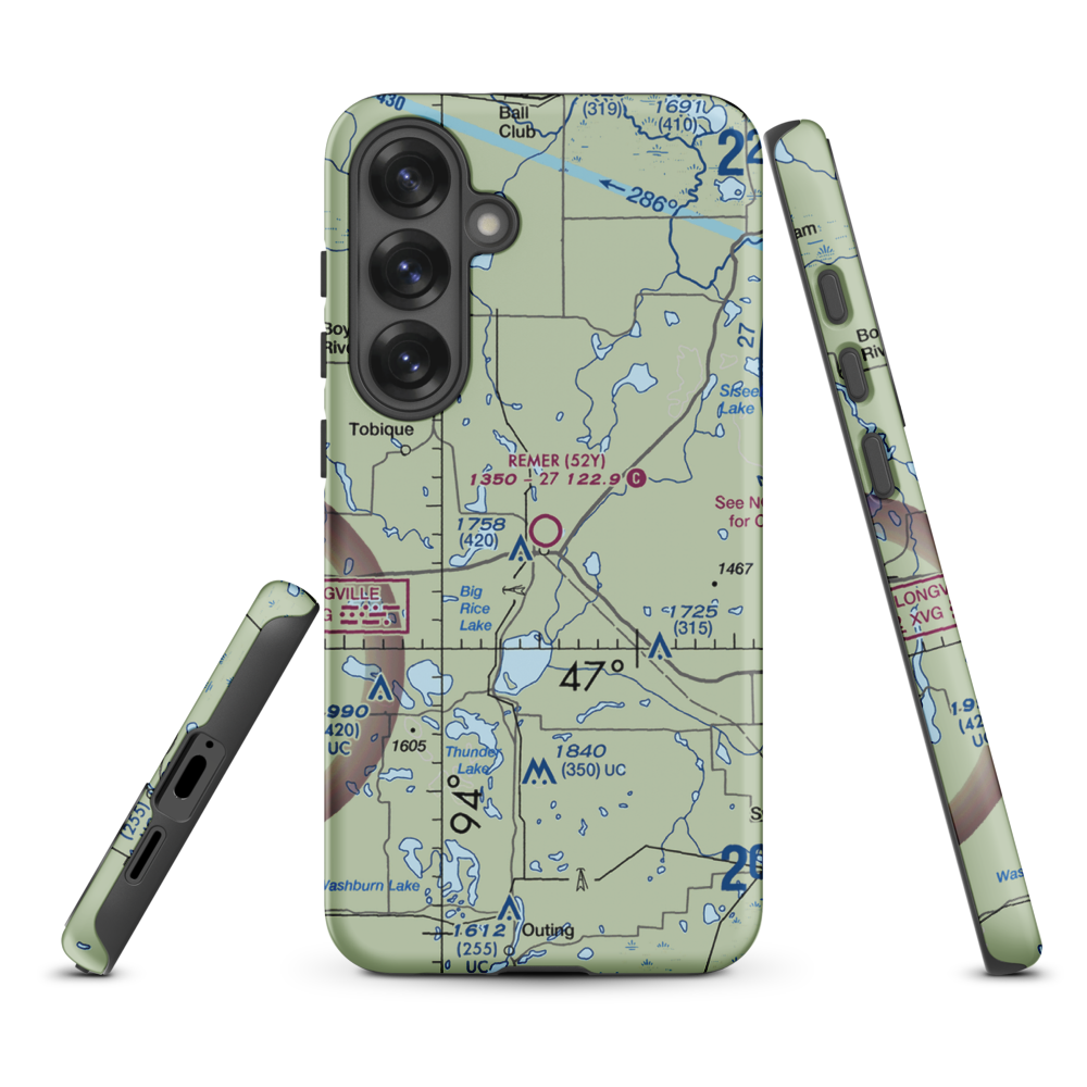 Remer Municipal Airport (52Y) VFR Sectional Samsung Phone Case Samsung Galaxy S25 Plus model shown
