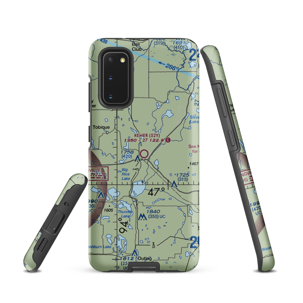 Remer Municipal Airport (52Y) VFR Sectional Samsung Phone Case Samsung Galaxy S20 model shown