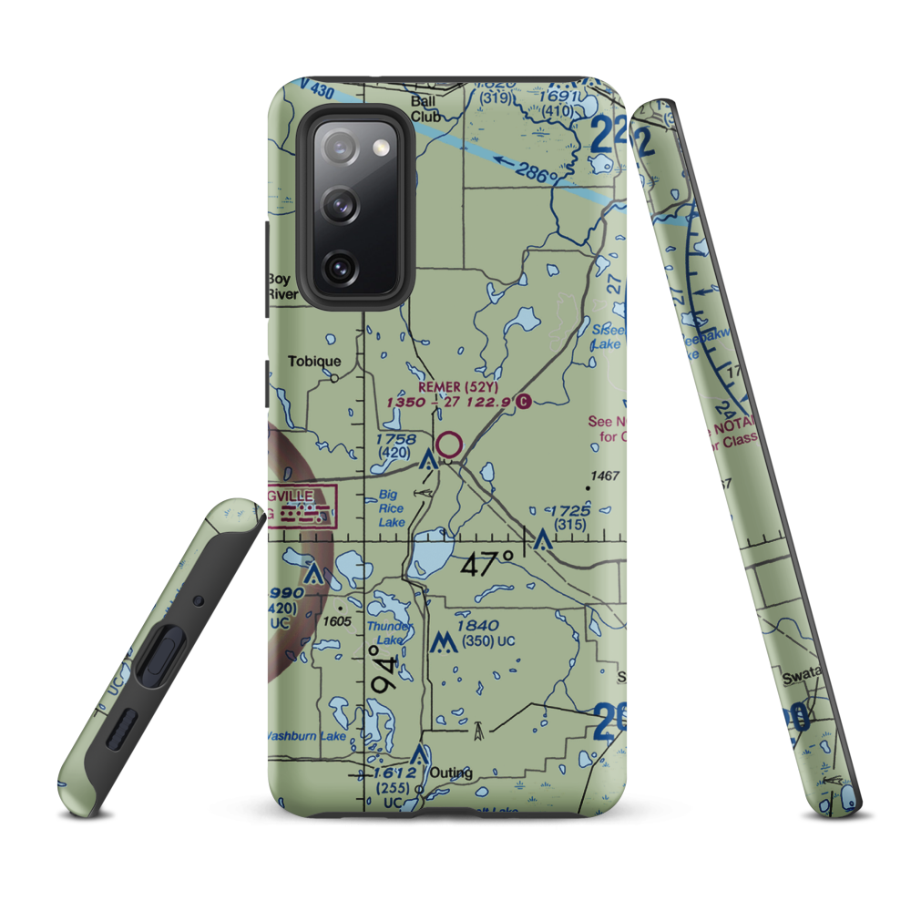 Remer Municipal Airport (52Y) VFR Sectional Samsung Phone Case Samsung Galaxy S20 FE model shown