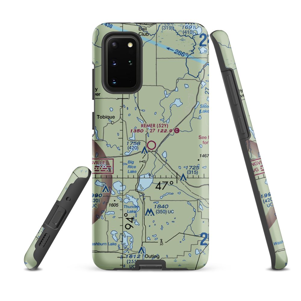 Remer Municipal Airport (52Y) VFR Sectional Samsung Phone Case Samsung Galaxy S20 Plus model shown