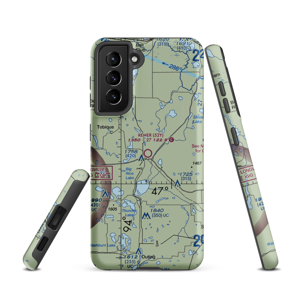Remer Municipal Airport (52Y) VFR Sectional Samsung Phone Case Samsung Galaxy S21 model shown
