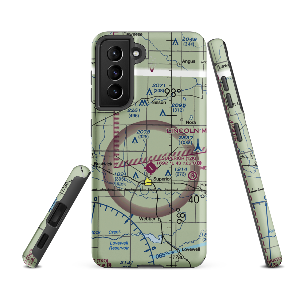Rempe Private Airport (NE87) VFR Sectional Samsung Phone Case Samsung Galaxy S21 FE model shown