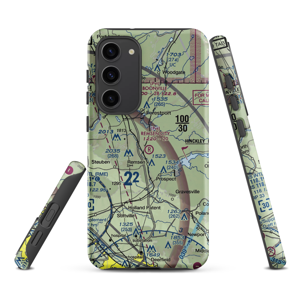 Remsen City Airport (NY57) VFR Sectional Samsung Phone Case Samsung Galaxy S23 Plus model shown