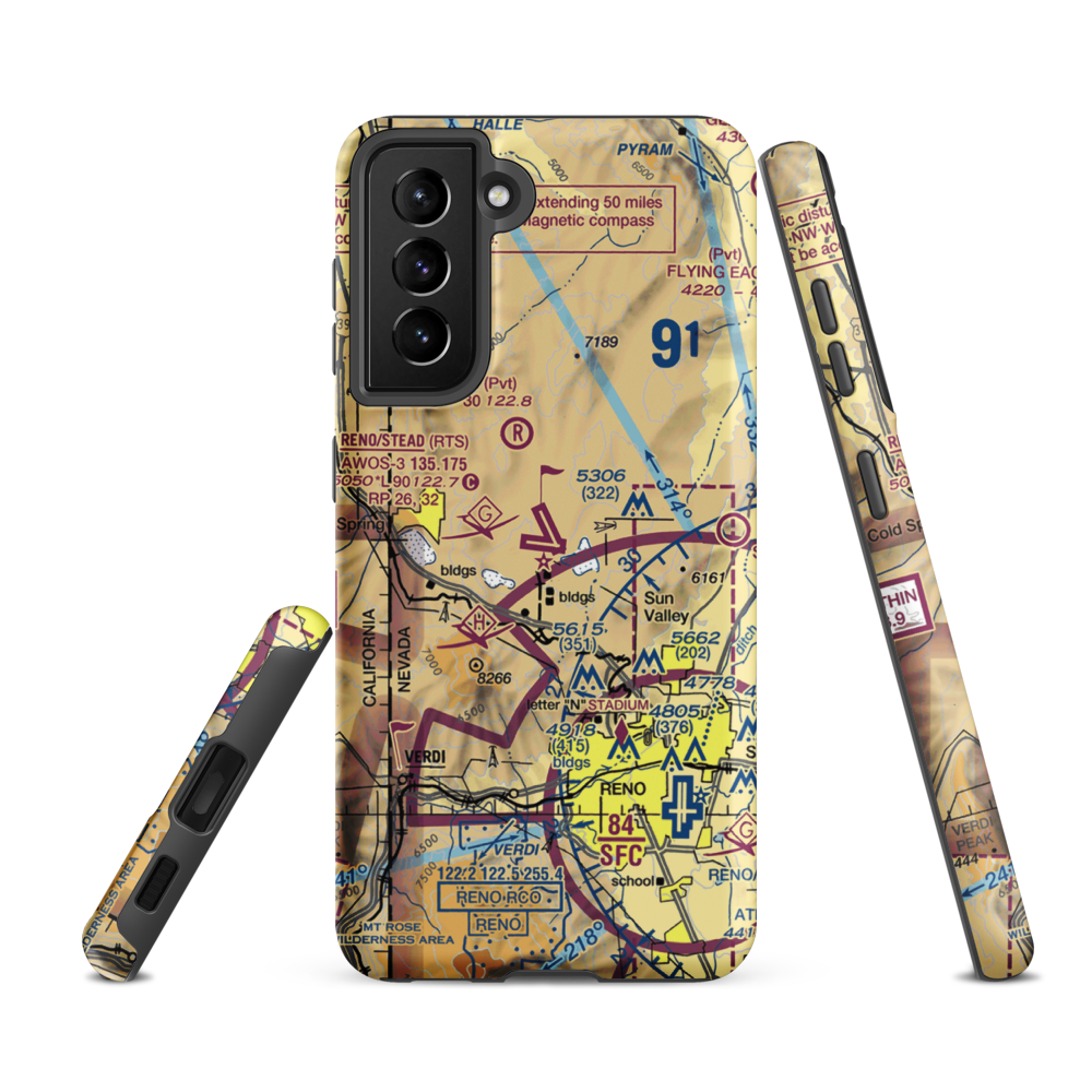 Reno-Stead Airport (RTS) VFR Sectional Samsung Phone Case Samsung Galaxy S21 FE model shown