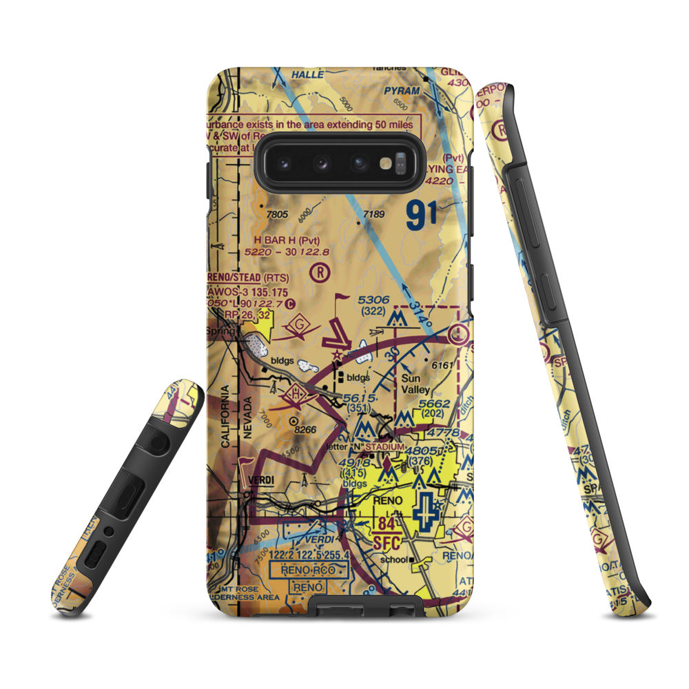 Reno-Stead Airport (RTS) VFR Sectional Samsung Phone Case Samsung Galaxy S10 Plus model shown
