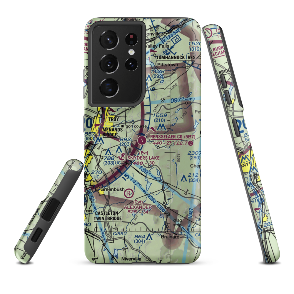 Rensselaer County Airport (5B7) VFR Sectional Samsung Phone Case Samsung Galaxy S21 Ultra model shown