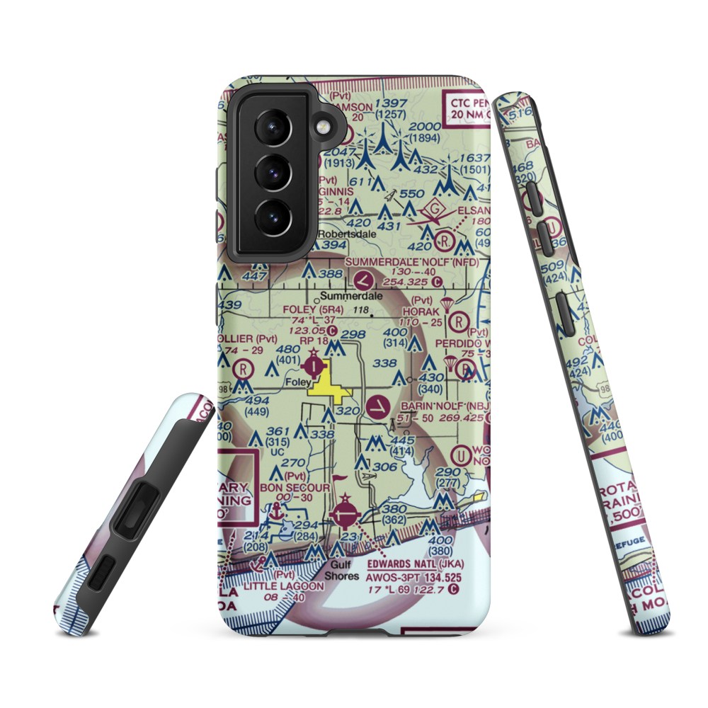 Resort Airport (0AL1) VFR Sectional Samsung Phone Case Samsung Galaxy S21 FE model shown