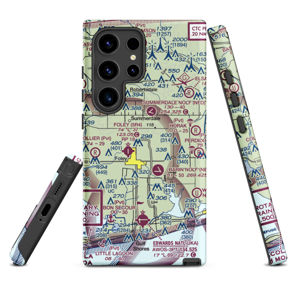Resort Airport (0AL1) VFR Sectional Samsung Phone Case Samsung Galaxy S24 Ultra model shown