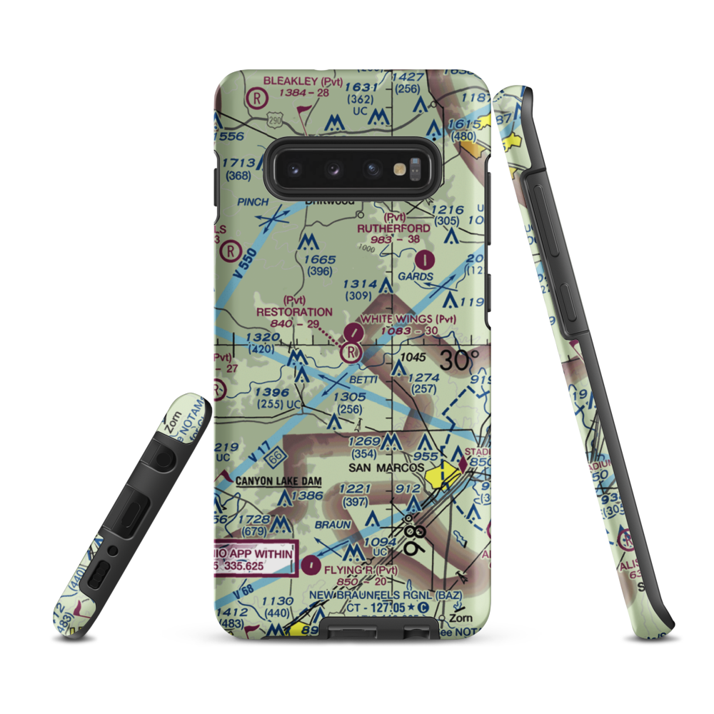 Restoration Ranch Airport (70XS) VFR Sectional Samsung Phone Case Samsung Galaxy S10 Plus model shown