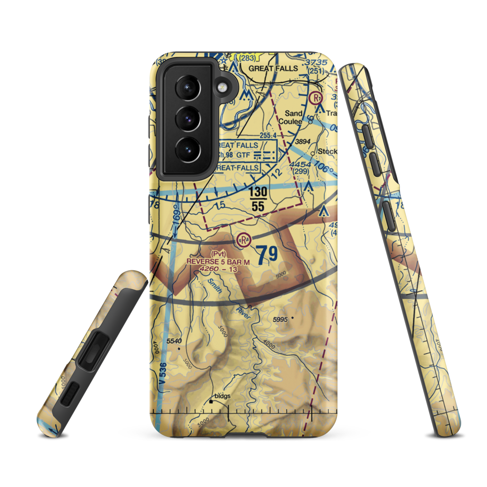 Reverse 5 Bar M Airport (31MT) VFR Sectional Samsung Phone Case Samsung Galaxy S21 FE model shown