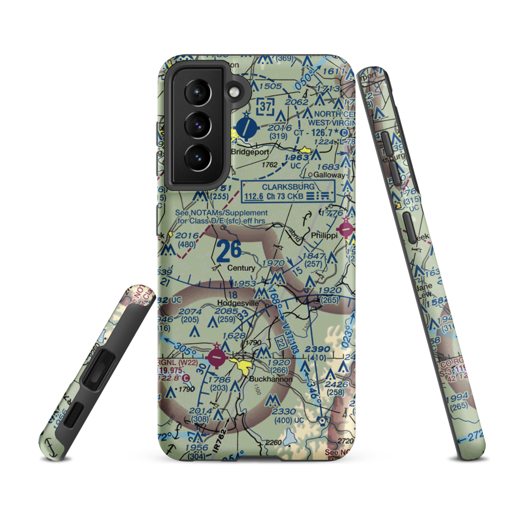 Rexroad Airport (WV47) VFR Sectional Samsung Phone Case Samsung Galaxy S21 FE model shown