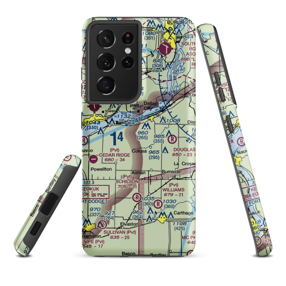 Rhea Restricted Landing Area (IS66) VFR Sectional Samsung Phone Case Samsung Galaxy S21 Plus model shown