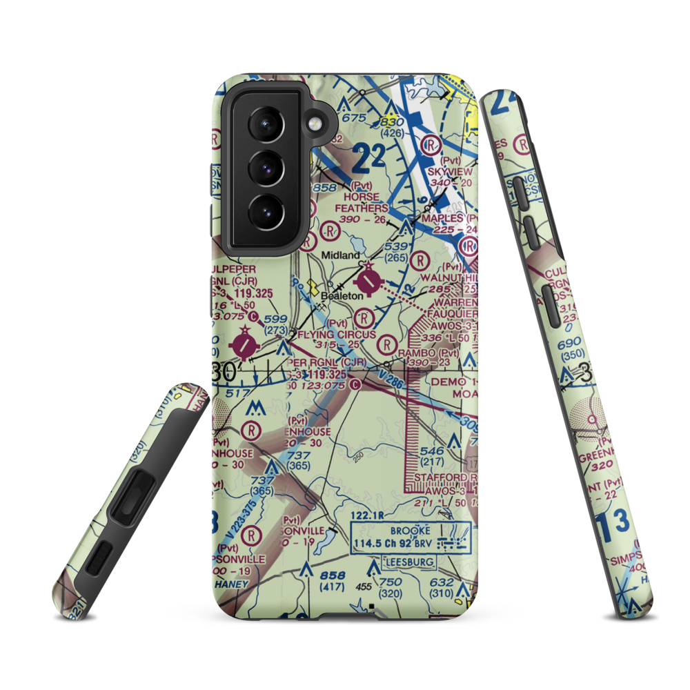 Rhynalds Ranch Airport (29VA) VFR Sectional Samsung Phone Case Samsung Galaxy S21 FE model shown
