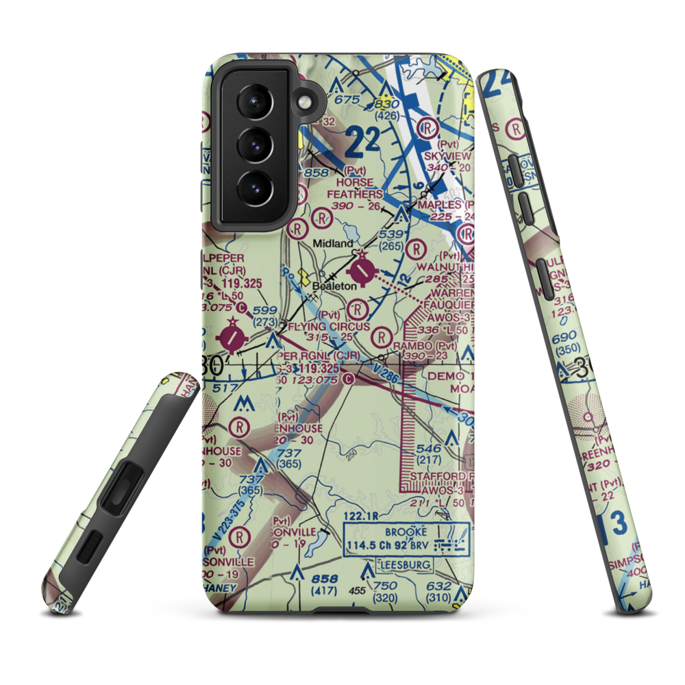 Rhynalds Ranch Airport (29VA) VFR Sectional Samsung Phone Case Samsung Galaxy S21 FE model shown