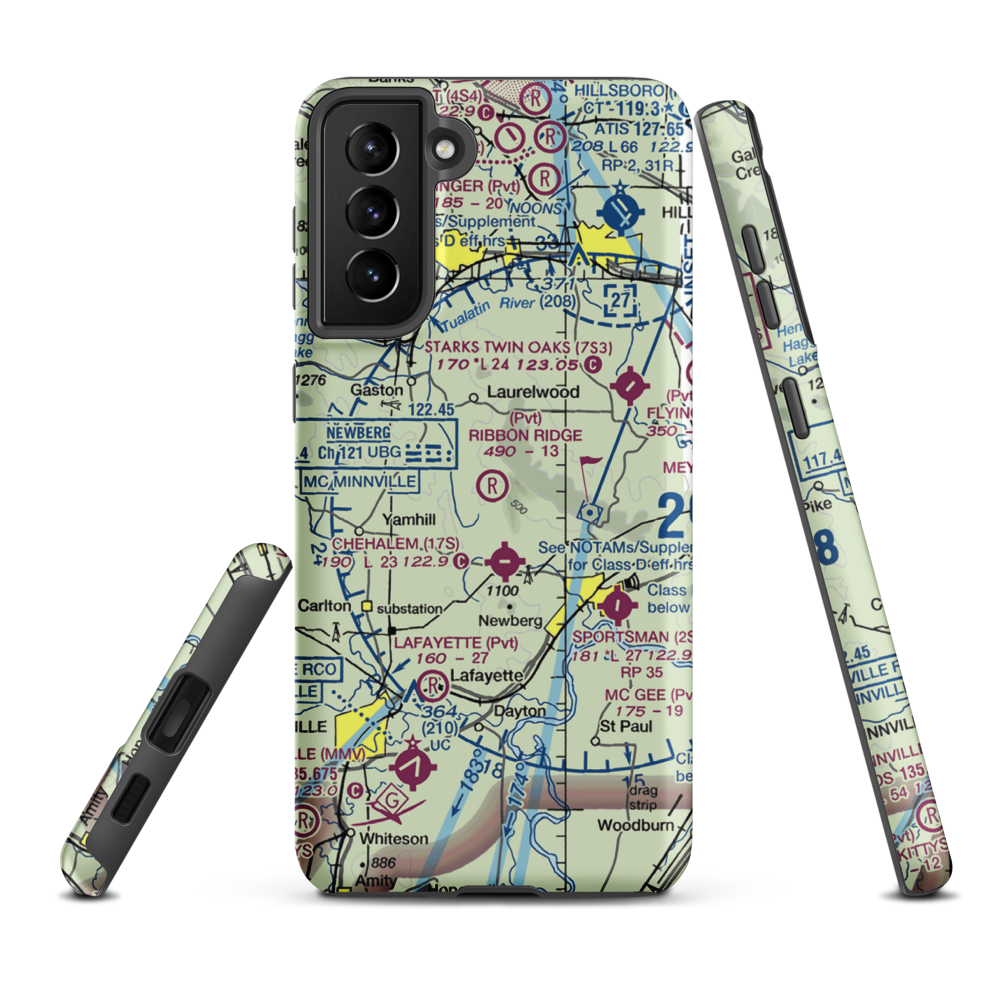 Ribbon Ridge Airport (73OR) VFR Sectional Samsung Phone Case Samsung Galaxy S21 FE model shown