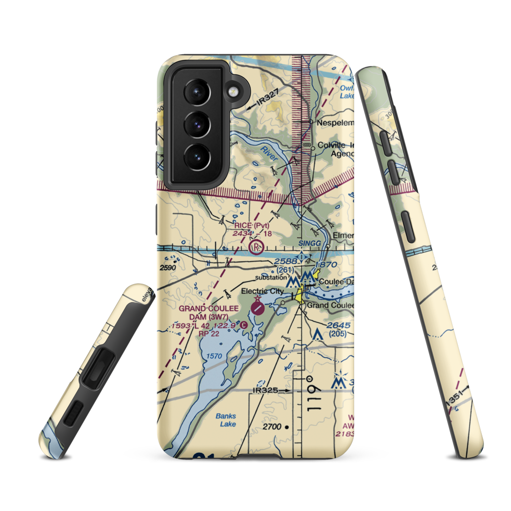 Rice Ranch Airport (2WA6) VFR Sectional Samsung Phone Case Samsung Galaxy S21 FE model shown