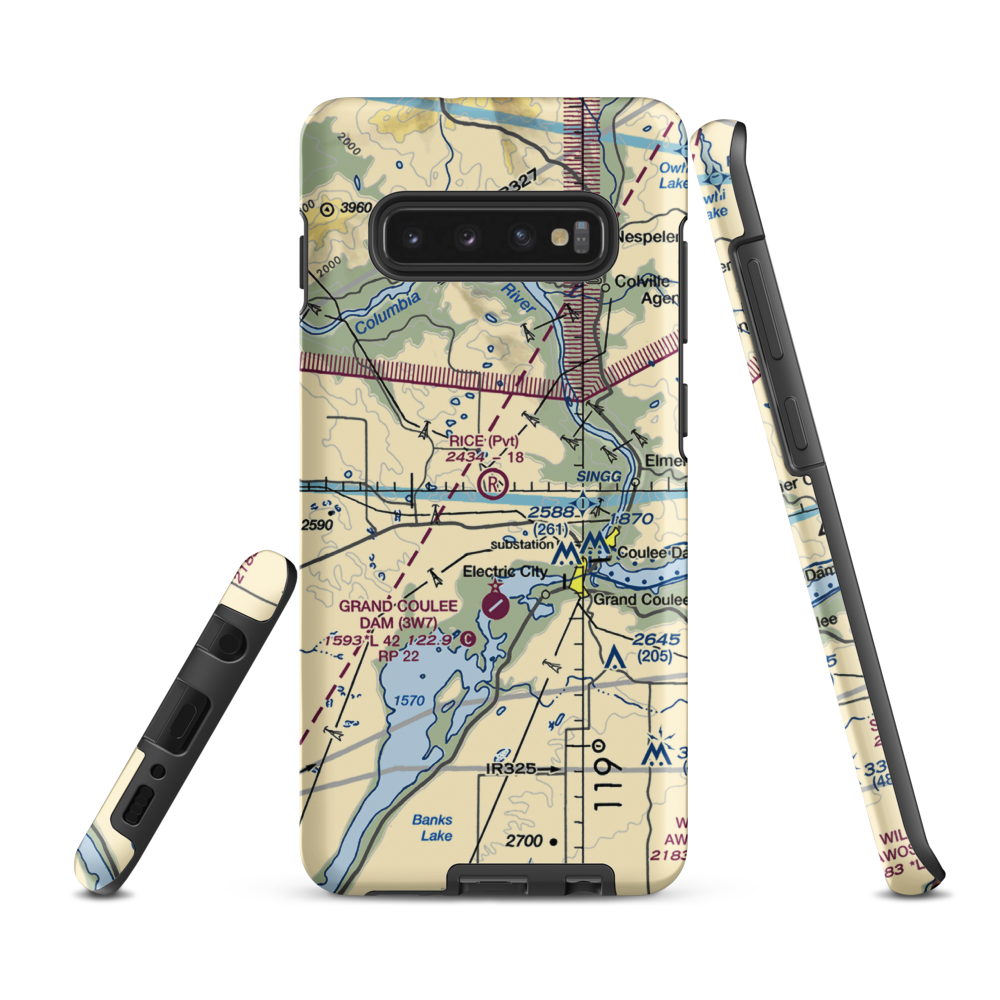 Rice Ranch Airport (2WA6) VFR Sectional Samsung Phone Case Samsung Galaxy S10 Plus model shown