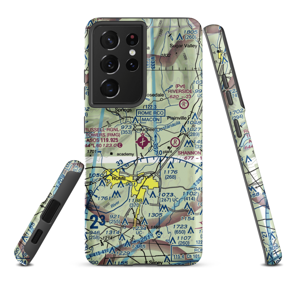 Richard B Russell Airport (RMG) VFR Sectional Samsung Phone Case Samsung Galaxy S21 Ultra model shown