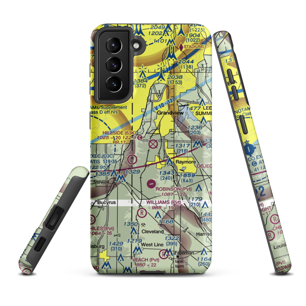 Richards-Gebaur Air Force Base (GVW) VFR Sectional Samsung Phone Case Samsung Galaxy S21 Plus model shown