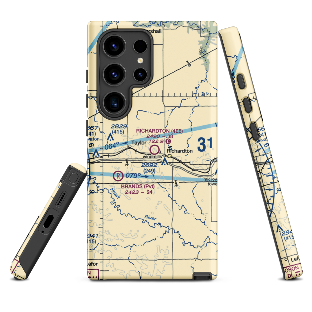 Richardton Airport (4E8) VFR Sectional Samsung Phone Case Samsung Galaxy S24 Ultra model shown