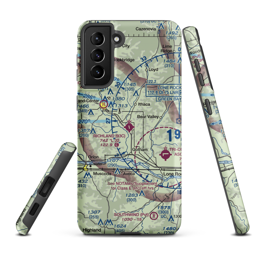 Richland Airport (93C) VFR Sectional Samsung Phone Case Samsung Galaxy S21 FE model shown