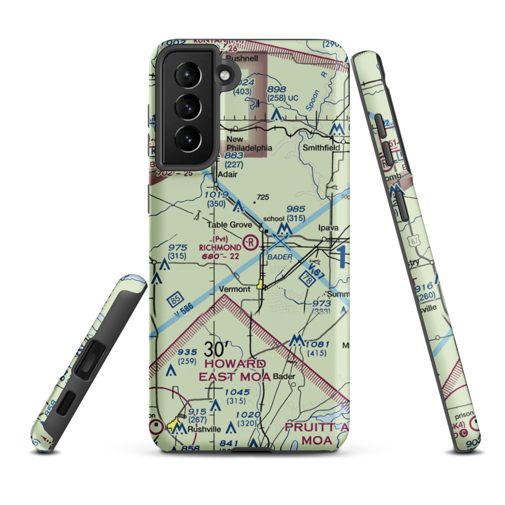 Richmond Airport (IL54) VFR Sectional Samsung Phone Case Samsung Galaxy S21 Plus model shown