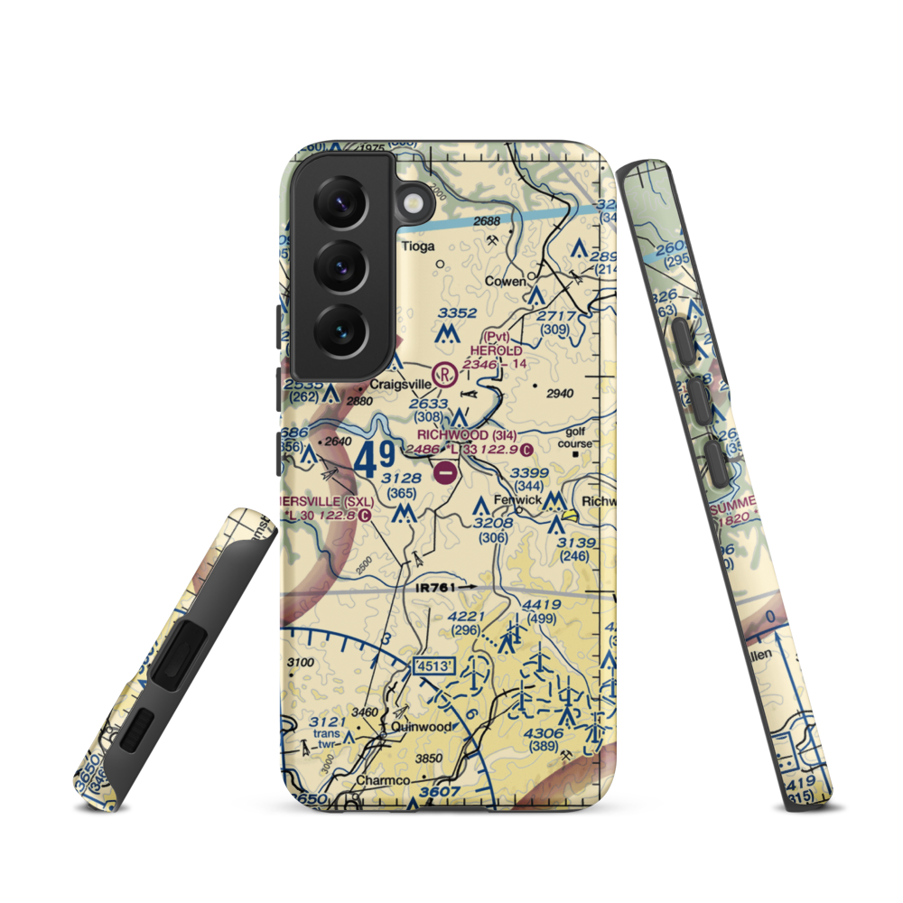 Richwood Municipal Airport (3I4) VFR Sectional Samsung Phone Case Samsung Galaxy S22 model shown
