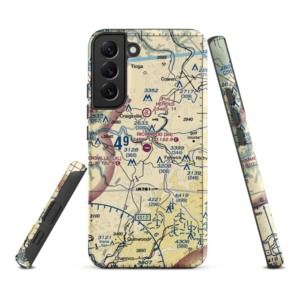 Richwood Municipal Airport (3I4) VFR Sectional Samsung Phone Case Samsung Galaxy S22 Plus model shown