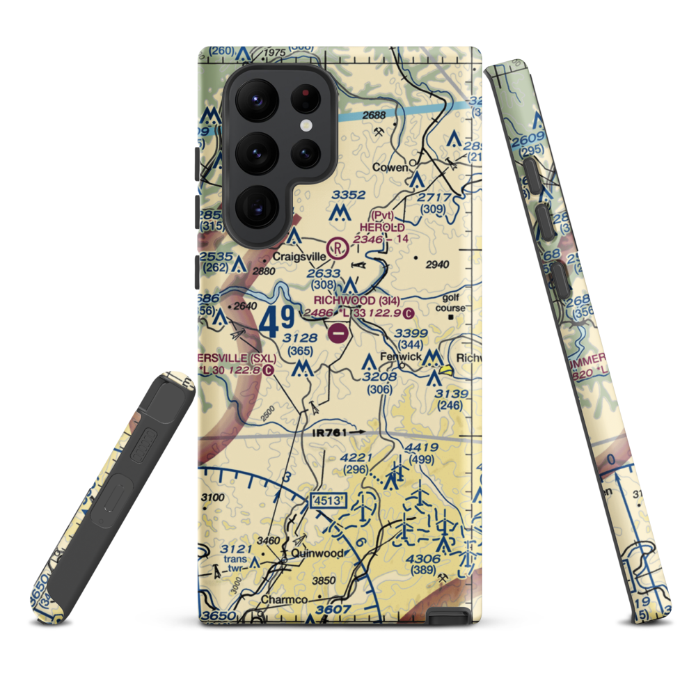 Richwood Municipal Airport (3I4) VFR Sectional Samsung Phone Case Samsung Galaxy S22 Ultra model shown