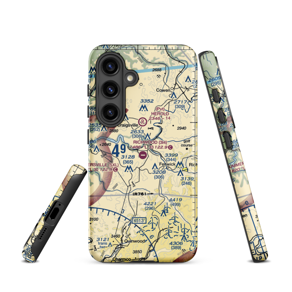 Richwood Municipal Airport (3I4) VFR Sectional Samsung Phone Case Samsung Galaxy S24 model shown