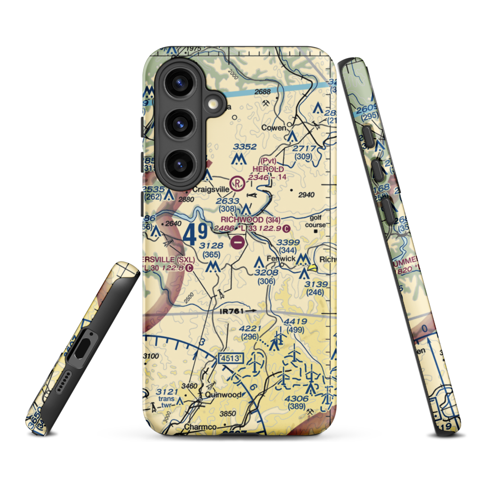 Richwood Municipal Airport (3I4) VFR Sectional Samsung Phone Case Samsung Galaxy S24 Plus model shown