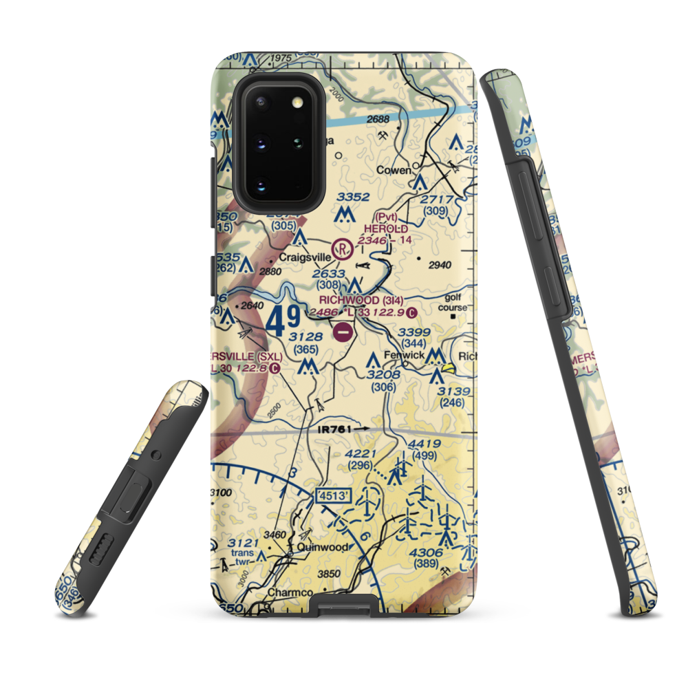 Richwood Municipal Airport (3I4) VFR Sectional Samsung Phone Case Samsung Galaxy S20 Plus model shown
