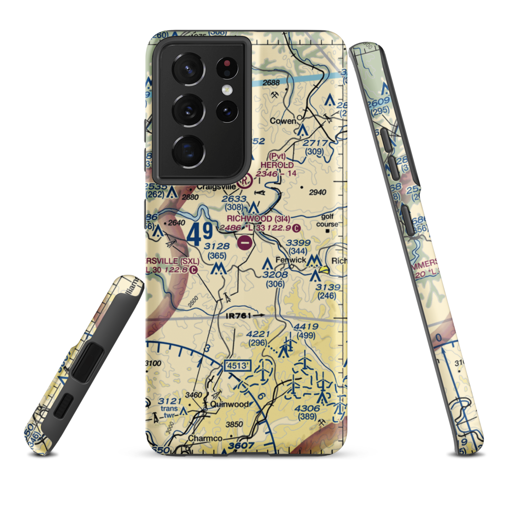 Richwood Municipal Airport (3I4) VFR Sectional Samsung Phone Case Samsung Galaxy S21 Ultra model shown
