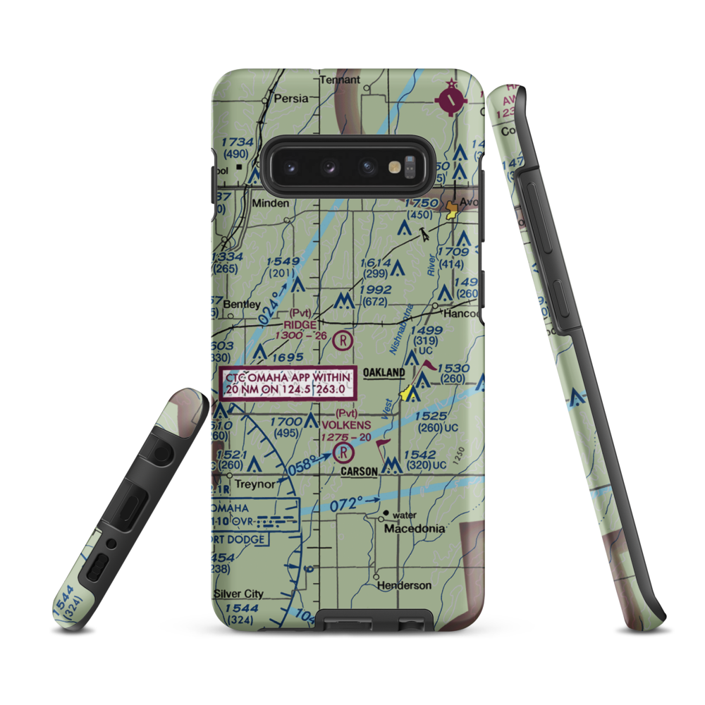 Ridge Airport (IA01) VFR Sectional Samsung Phone Case Samsung Galaxy S10 Plus model shown