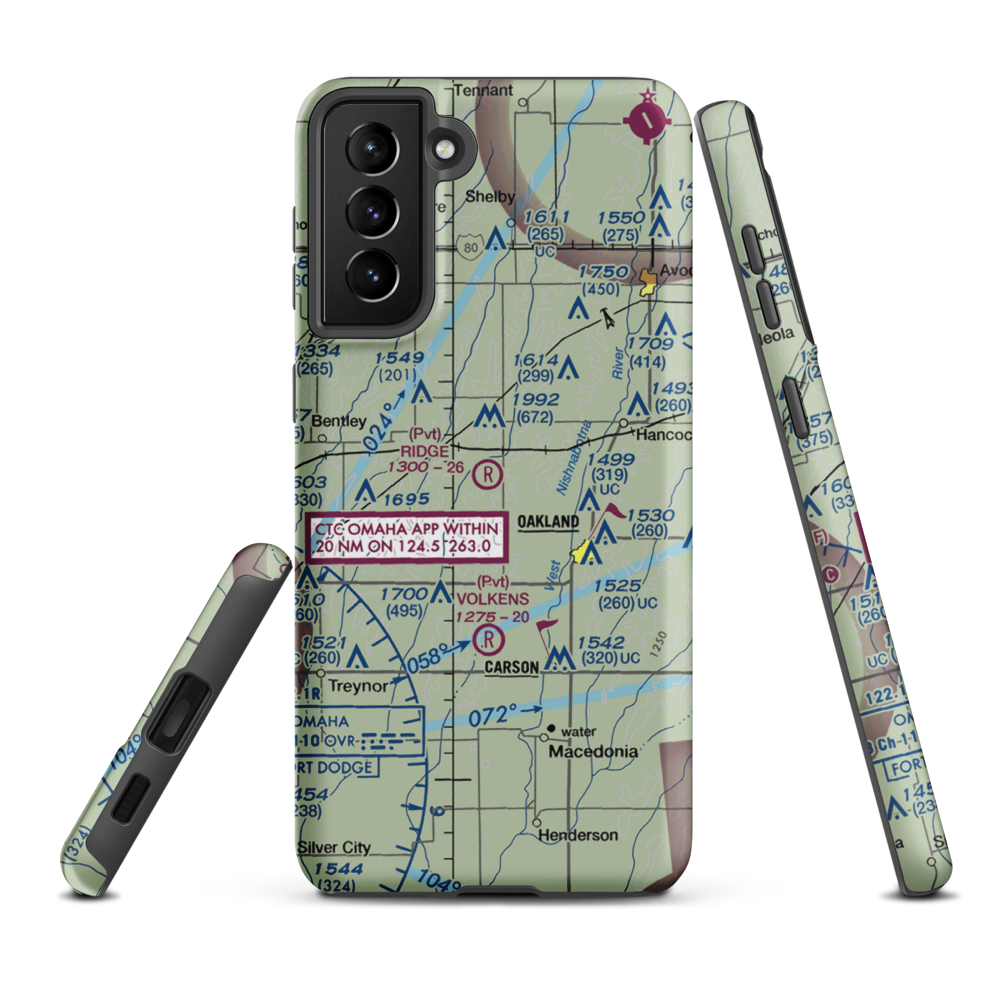 Ridge Airport (IA01) VFR Sectional Samsung Phone Case Samsung Galaxy S21 FE model shown