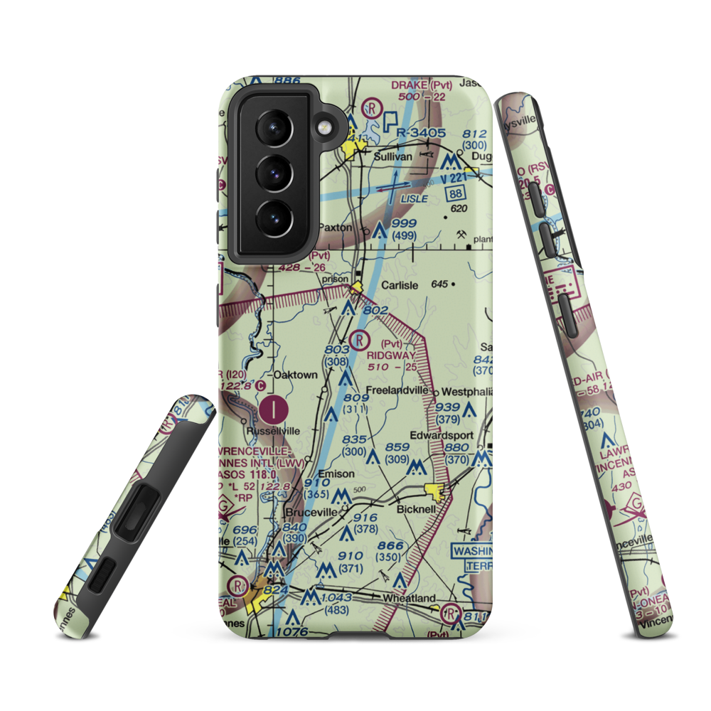 Ridgway Flying Service Airport (II30) VFR Sectional Samsung Phone Case Samsung Galaxy S21 FE model shown