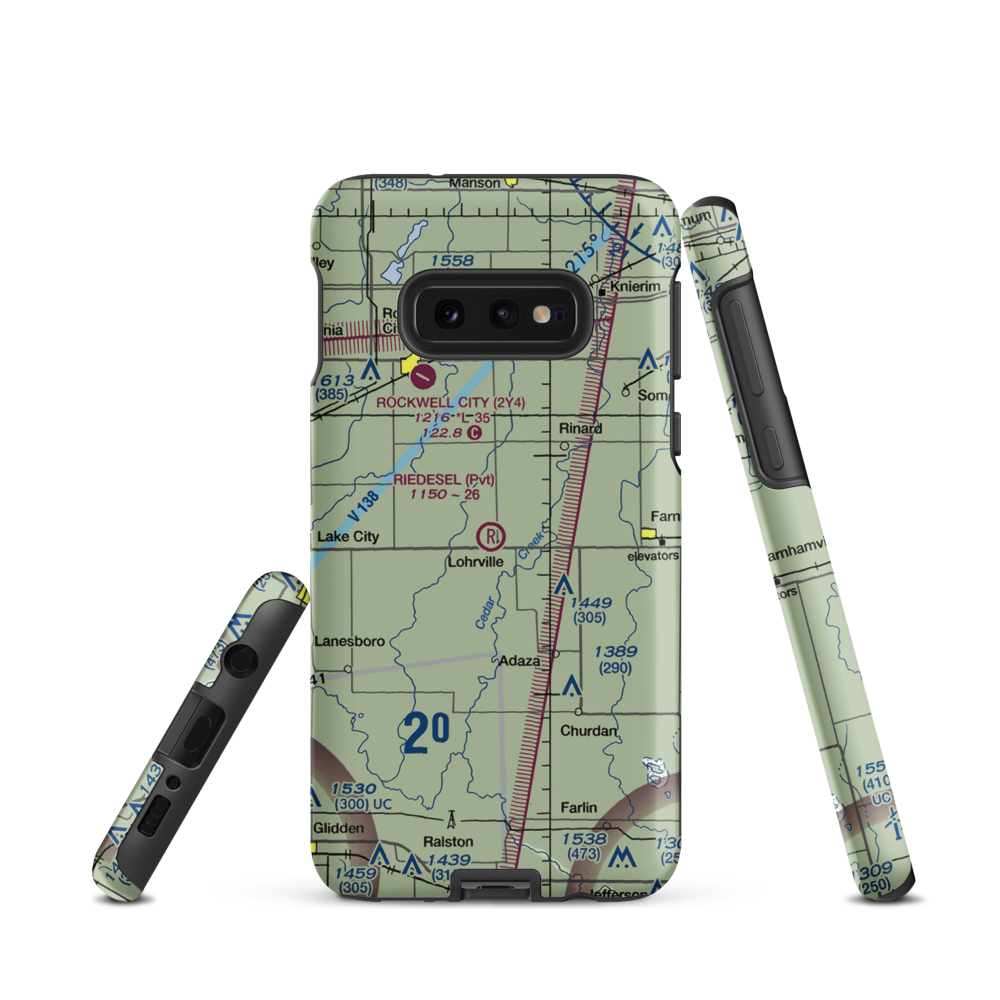 Riedesel Private Airport (IA08) VFR Sectional Samsung Phone Case Samsung Galaxy S10e model shown