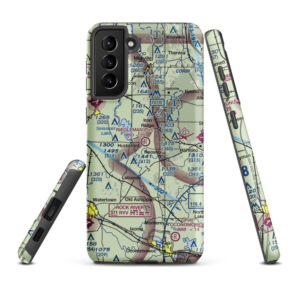 Riegleman Field (58WI) VFR Sectional Samsung Phone Case Samsung Galaxy S21 Plus model shown