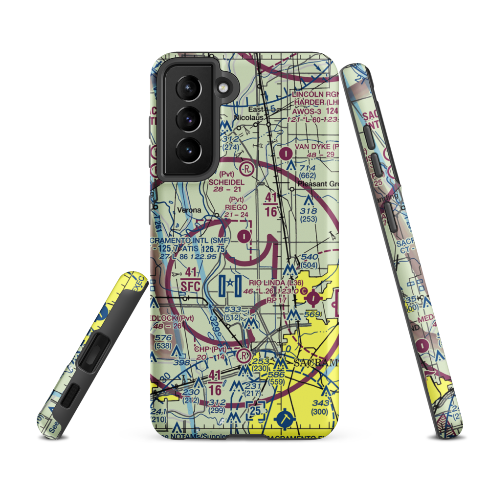 Riego Flight Strip (38CL) VFR Sectional Samsung Phone Case Samsung Galaxy S21 Ultra model shown