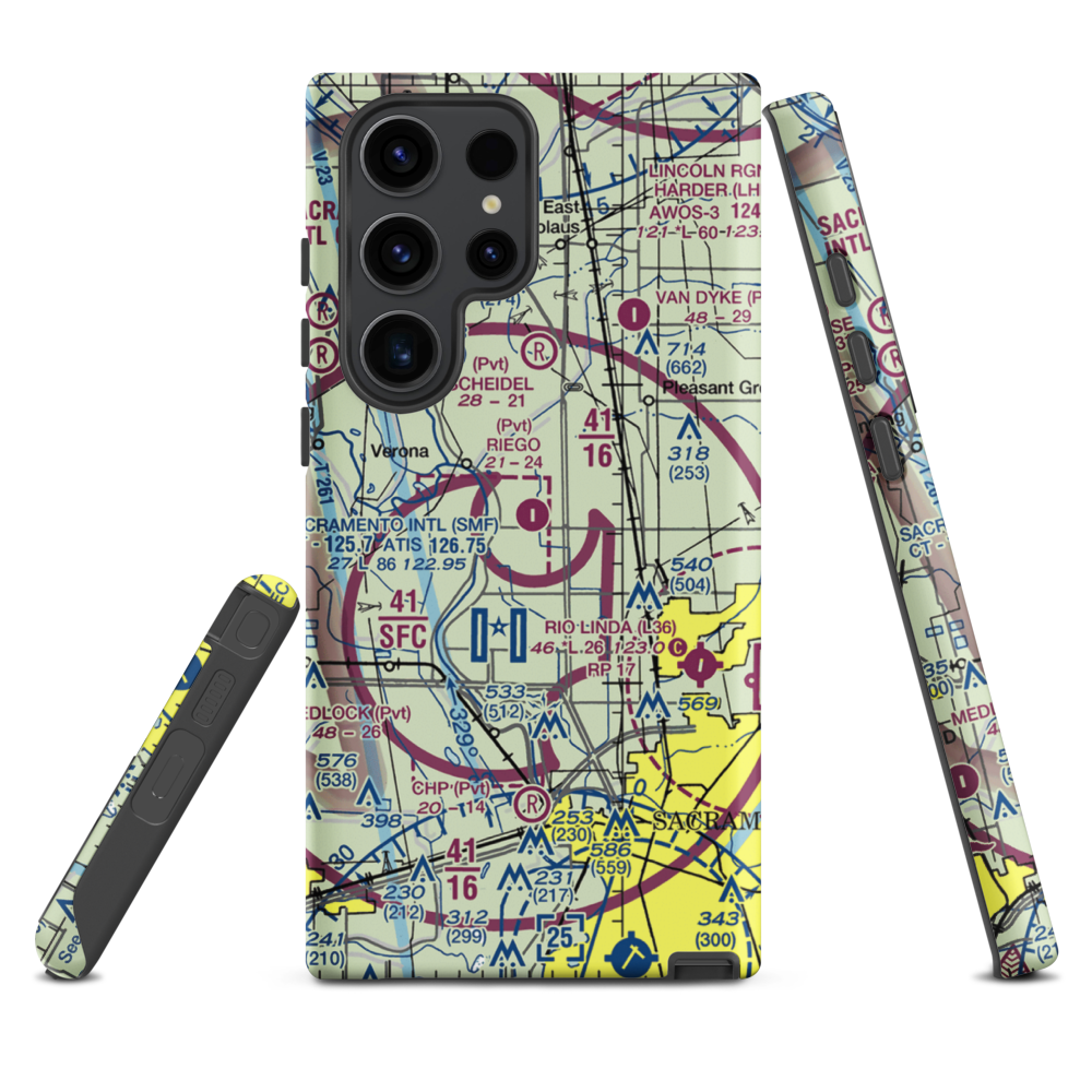 Riego Flight Strip (38CL) VFR Sectional Samsung Phone Case Samsung Galaxy S23 Ultra model shown